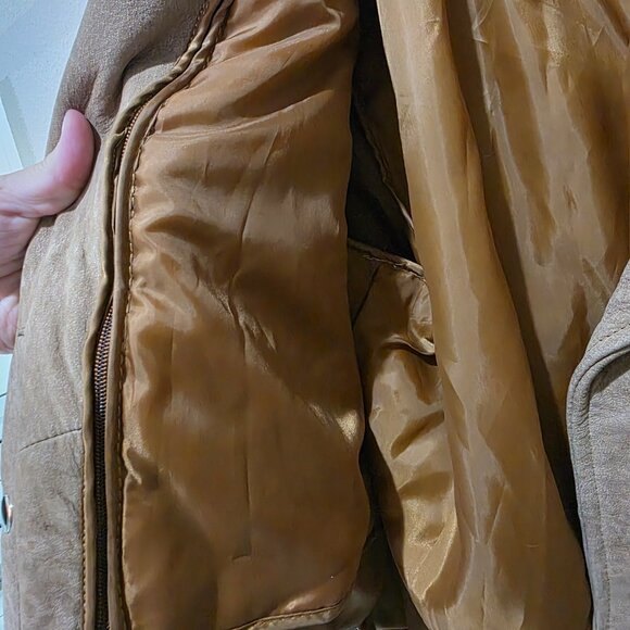 Leather King Tan Moto Jacket Women’s Large Biker Style - Picture 10 of 16